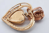 14k Yellow Gold Heart Pendant With Diamonds 4.3 Grams Eb0426oxzsa