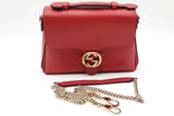 Gucci Interlocking G Red Leather Top Handle Bag Eb0726wxzdu