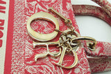 Christian Dior Lady D-lite Pink & White Embroidered Top Handle Bag Eb1225oxxzde