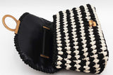 Salvatore Ferragamo Gancini Black & White Crochet Cord Top Handle Bag Eb626wxzsa