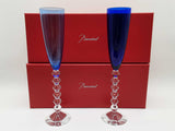 Baccarat Vega Flutissimo Crystal Blue Champagne Flutes 2 Set Do1225prxde