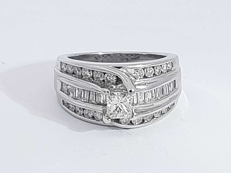 1.68 Cttw Diamond 14k White Gold Ring 10.5 Grams Size 7 Aa0825cxzsa