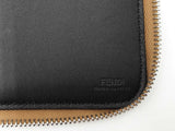 Fendi Essentials & Document Pouch In Dark Honey Vitello King Leather Fw00626crdu