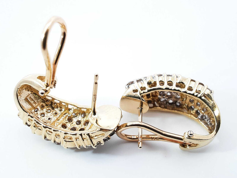 1.80 Cttw Diamond & 14k Yellow Gold J-hoop Earrings 9.4 Grams Fw0825przdu