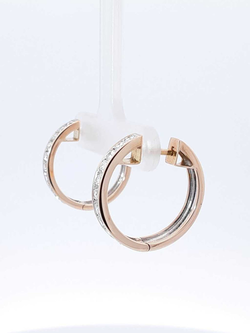 1.0 Cttw Diamond & 14k Two-tone Latch-back Hoop Earrings 6.3 Grams Fw0925wrxdu