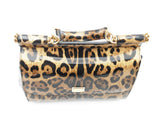 Dolce & Gabbana Leopard Print Patent Leather Top Handle Sicily Bag Sd0825rzxsa
