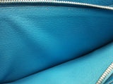 Hermes Azap Bleu Paradis Blue Swift Leather Zippy Wallet Clutch Do0326crxde
