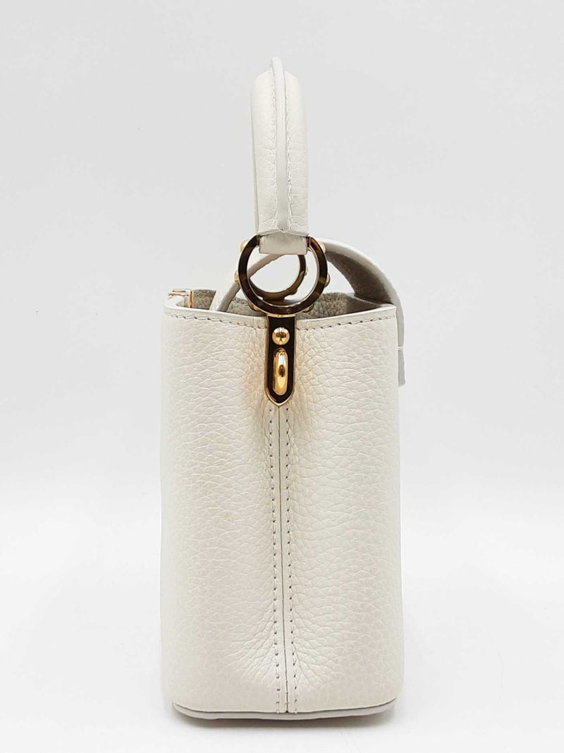 Louis Vuitton Flower Chain Capucines In White Taurillon Leather Fw0325lrzxdu