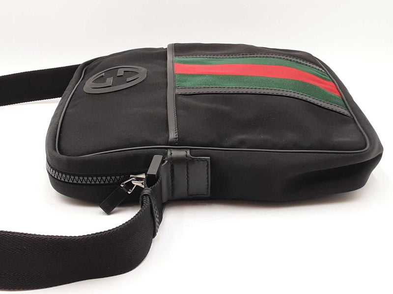 Gucci Web Stripe Black Techno Canvas Messenger Bag Fw0525ozxdu