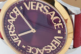Versace 38mm Quartz Logo Halo Red Leather Strap Watch Eb0726lcrdu