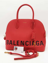 Balenciaga Red Leather Ville Top Handle Logo Bag Eb0326cxzde