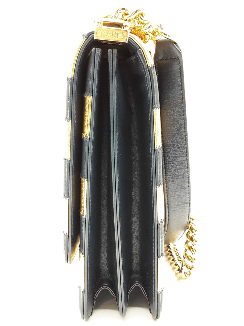 Chanel Paris- New York North South Boy Flap Blue Gold Crossbody Bag Do0925lcxzde