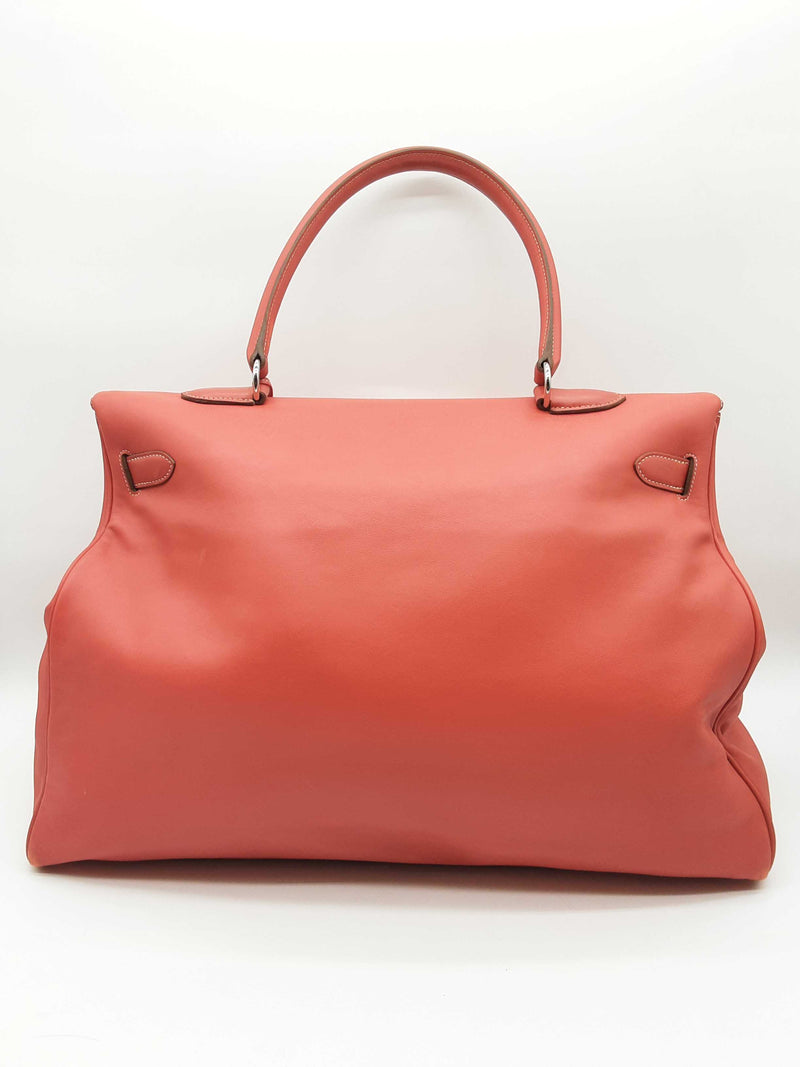 Hermes Kelly 50 Brique Red Swift Leather Palladium Duffle Bag Do0623lrrxzde