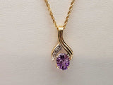 Synthetic Amethyst 14k Yellow Gold 6.1g Pendant Chain 18.5 In Do0425osxde