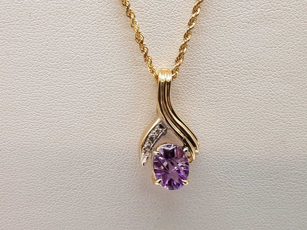 Synthetic Amethyst 14k Yellow Gold 6.1g Pendant Chain 18.5 In Do0425osxde