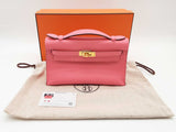 Hermes Kelly Pochette Rose Azalee Pink Swift Gold Hardware Clutch Do1025lwrxzxde