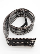 Hermes Toile Sombrero Sangle Cavale Noir Ecru Black White Belt 80 Cm Do0126crde