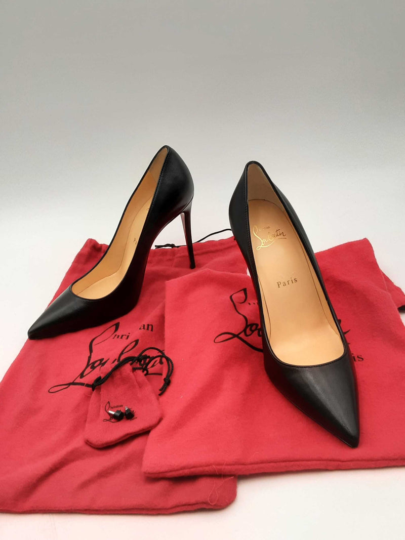 Christian Louboutin Black Leather Heels Size 36.5 Eb0924lxzsa