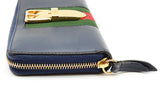 Gucci Sylvie Zip Around Blue Leather Wallet Eb0726oxzde