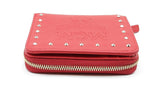 Mcm Red Leather Studded Zip Around Compact Wallet Eb0726rxde