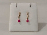 Pear Red Stone Diamond Earrings Yellow Gold 14k 1.5g Vc0826lormia