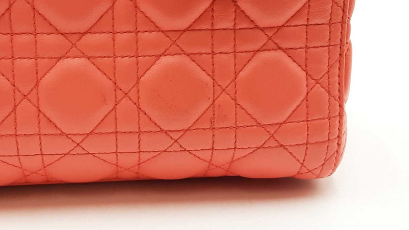 Christian Dior Lambskin Cannage Lady Dior Coral Hand Bag Sd0725lozxdu