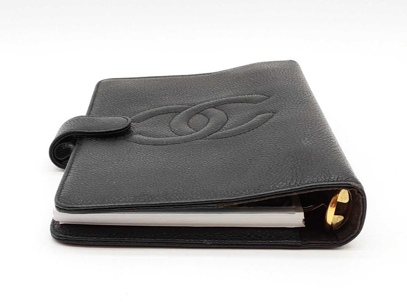 Chanel Timeless Black Caviar Classic Ring Agenda Cover Sd1225wrzde