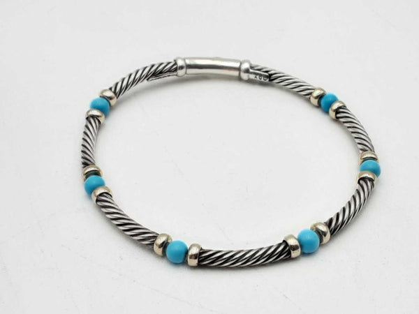 David Yurman Sterling Silver & Gold 6 Inch Bracelet Sd0325ozxsa