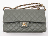 Chanel Classic Double Flap Green Quilted Caviar Leather Bag Do0625crxzde