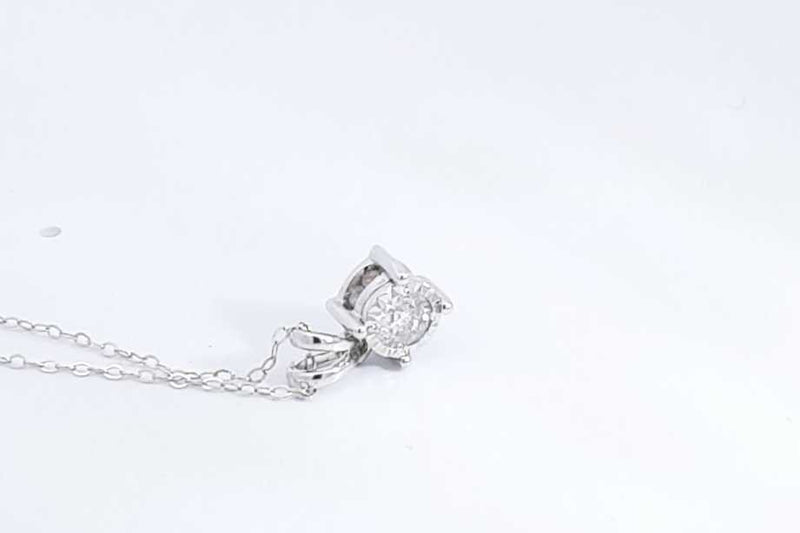 Approx. 0.15ctw Diamond Pendant & Chain In 14k White Gold 1.5g 19 In Eb1024exsa