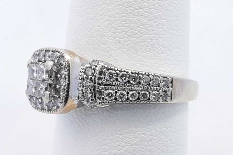 Approx. 0.88ctw Diamond Ring In 14k White Gold 4.2 Grams Size 8 Eb1224owxsa