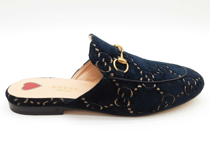 Gucci 475094 Princetown Gg Blue Velvet Mule Slides Size Eu 37 Do0925oxzde