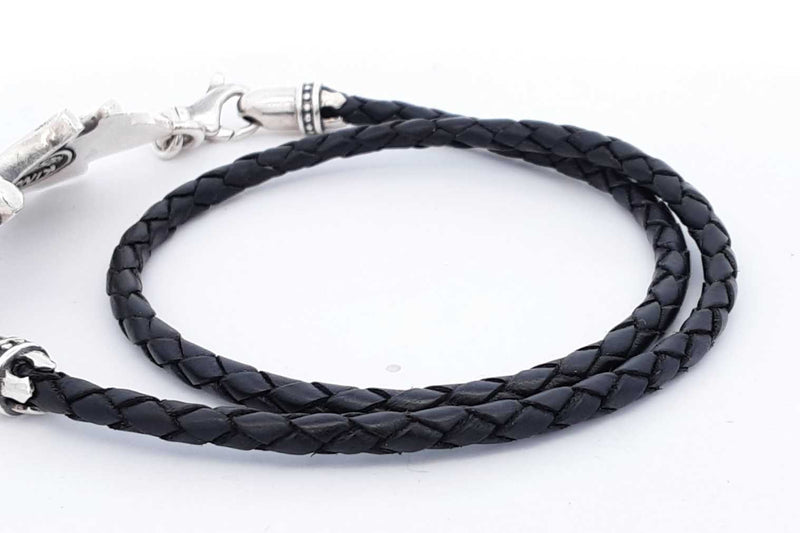 King Baby 925 Feather Double Leather Wrap Bracelet 30.1 Grams Eb0824rxsa