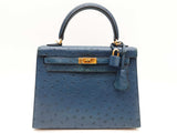 Hermes Kelly 25 Bleu Roi Blue Ostrich Gold Hardware Shoulder Bag Do0723oerxzde