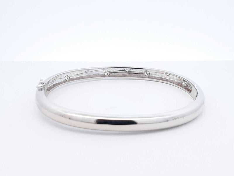 0.40 Cttw Diamond & 18k White Gold Bangle Bracelet 16 Grams 6 Inch Fw0925czxdu