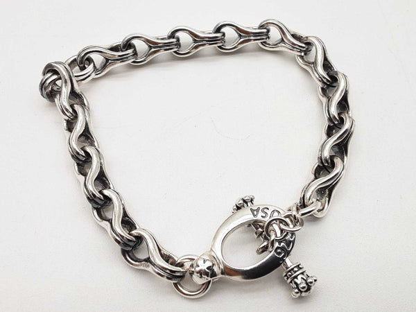 King Baby Twisted 8 Link 0.925 Silver 36.8g Link Bracelet 7.5 In Do1124wrzde
