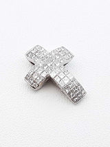 1.62 Cttw Diamond & 14k White Gold Cross Pendant 2.1 Grams Fw0325wprdu