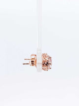 Morganite & Diamond Halo Stud Earrings In 14k Rose Gold 1.7 Grams Fw0326lordu