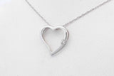 10k White Gold Heart Pendant With Diamond & 10k White Gold Chain 0.9g Eb0626wxdu