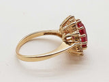 Red And White Czs 14k Yellow Gold 4.3g Starburst Ring Size 5.5 Do0726owxde