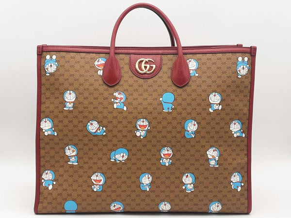 Gucci Gg Supreme Doraemon Tote Bag Brown Aa0825pxzsa
