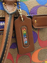 Coach Rowan Limited Edition Pride Satchel In Rainbow Signature Coated Canvas Fw0826lcrdu