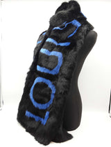 Louis Vuitton Echarpe Neon Blue Logo Black Rabbit Fur Scarf Do1225crxde