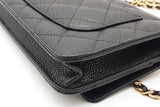 Chanel Quilted Caviar Black Leather Wallet On Chain Eb1026lxxzde