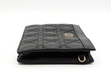 Christian Dior Caro Zipped Pouch In Black Cannage-quilted Calfskin Fw0526lzxzdu