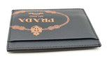 Prada Dark Blue Saffiano Leather Logo Card Case Wallet Eb0526lxrsa
