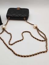 Chanel Mini Quilted Black Leather Pearl Crush Square Flap Bag Eb1225prxzde