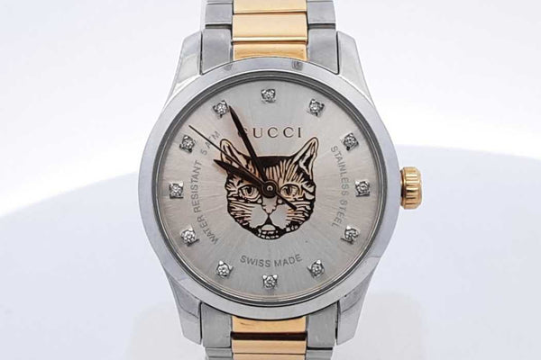 Gucci G-timeless Cat Diamond 27mm Quartz Stainless Steel Watch Eb0723wcrsa