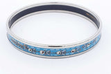 Hermes Blue & White Enamel Flower Bangle Bracelet 18.5 Grams Eb0824oprdu