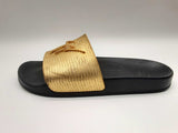 Guiseppe Zanotti Tetra Embossed Logo Golden Slide Sandals Size Eu 43 Do0524sxde